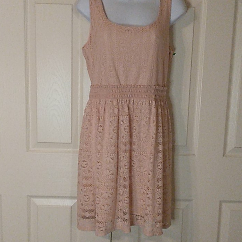 AUW Sleeveless Knit Lace Mini Dress